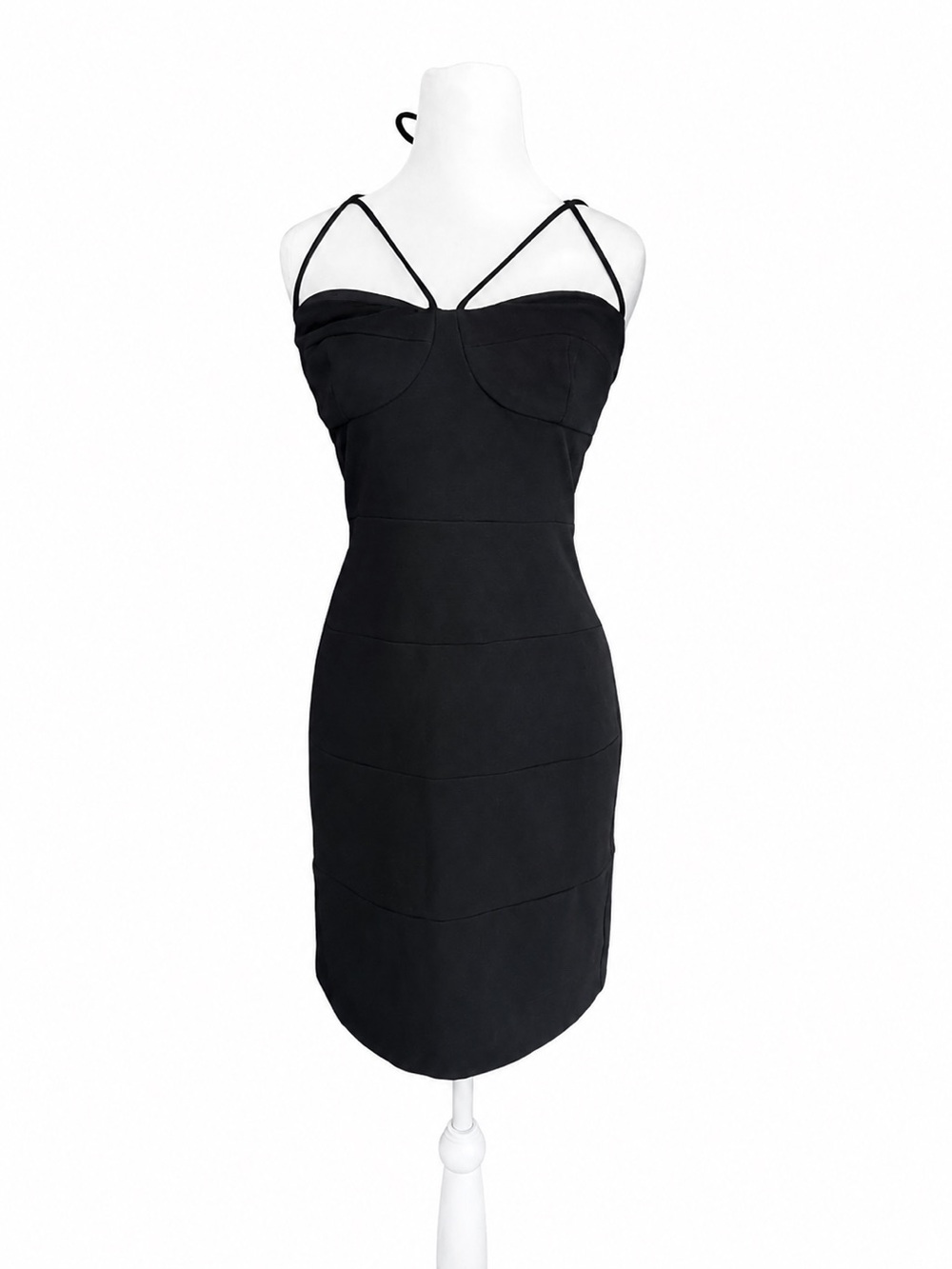 Fredericks‎ of Hollywood Black Halter Bodycon Tiered Mini Dress Vintage Medium M